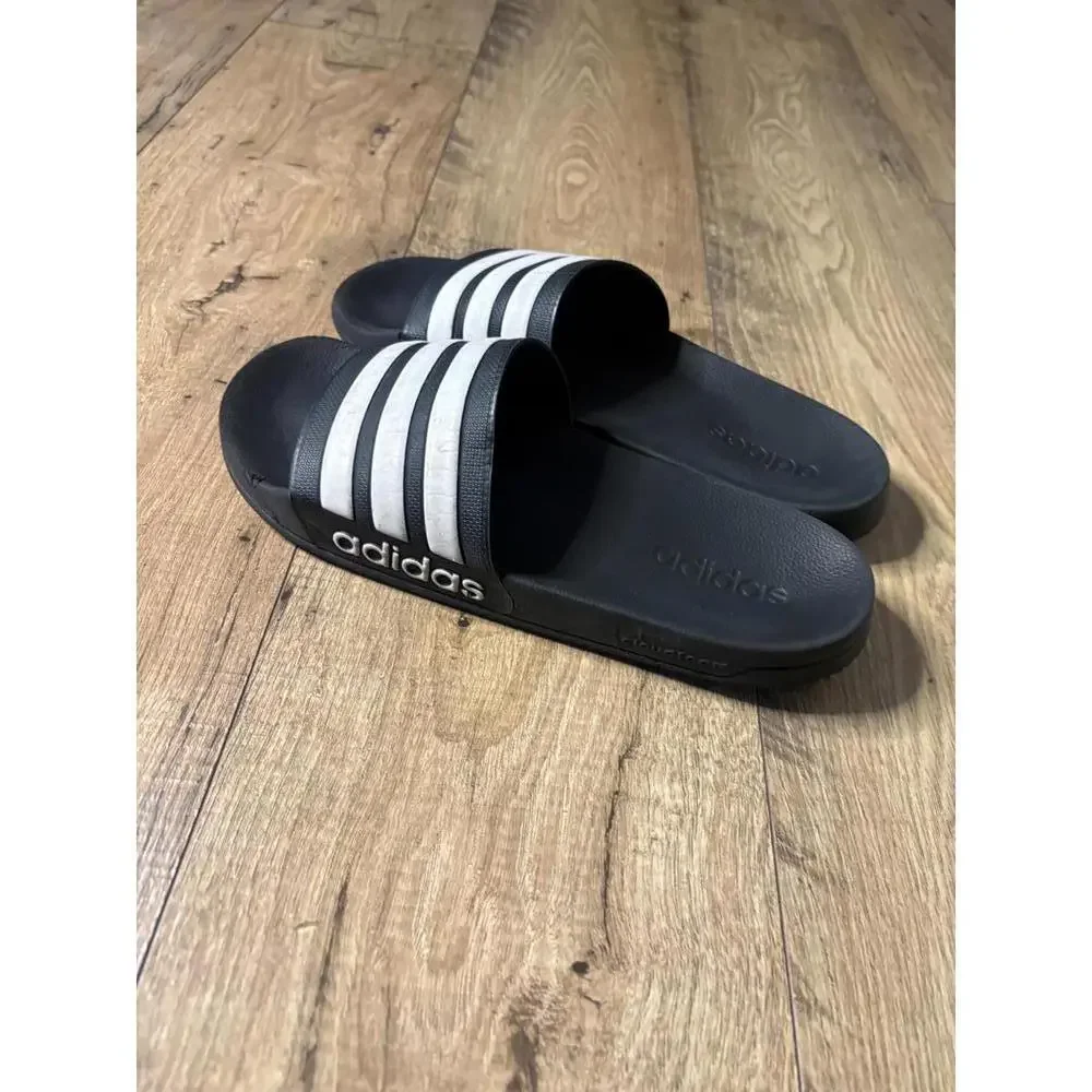 Adidas Black and White Slide Sandals - Men's US 10 - Picture 3 of 4